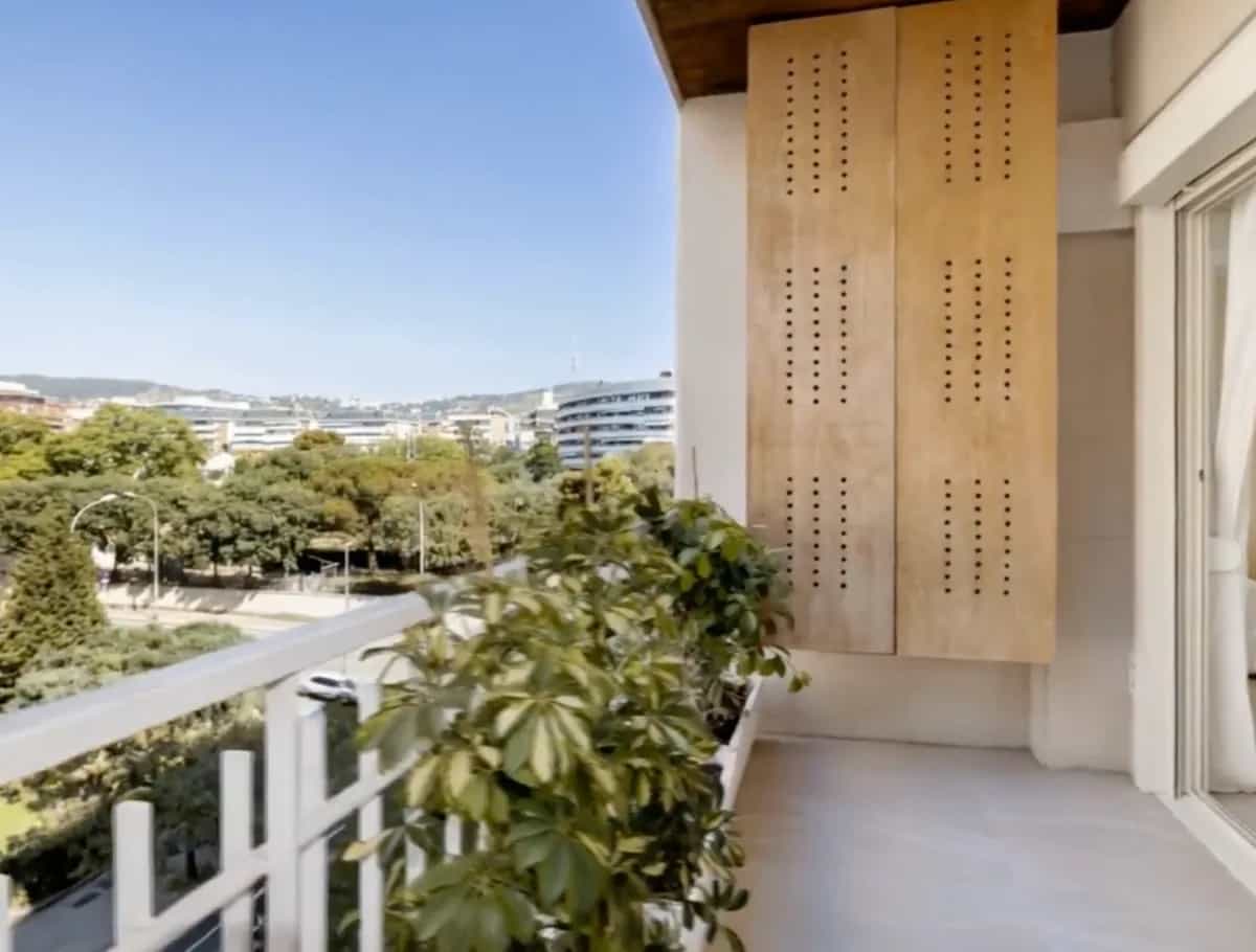 Sunlit balcony scene from a property film